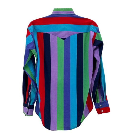 Vintage Ruddock Bros Mens XL Button Shirt Western Extra Long Tail Striped - Picture 4 of 5